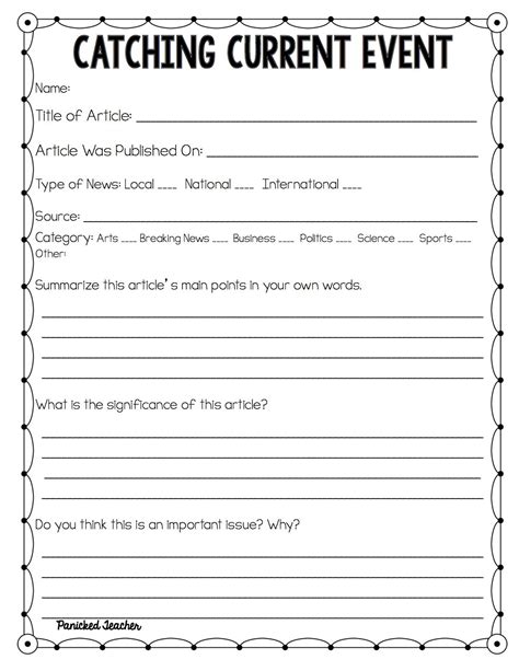 Free Printable Current Events Worksheets