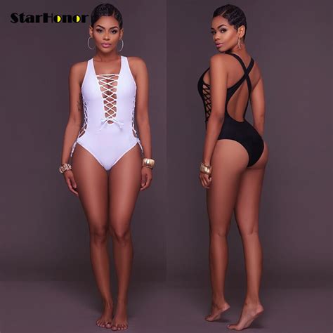 Starhonor Sexy Solid Swimwear Women One Piece Swimsuit Hollow Out