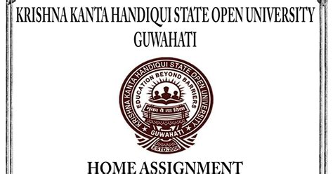 Krishna Kanta Handiqui State Open University Home Assignment English