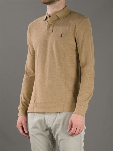 Polo Ralph Lauren Long Sleeve Polo Shirt In Brown For Men Lyst