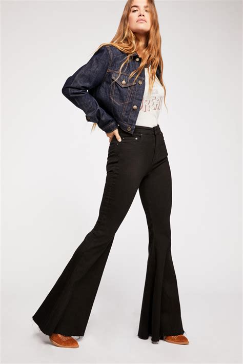Free People Denim Crvy Super High Rise Lace Up Flare Jeans By We The
