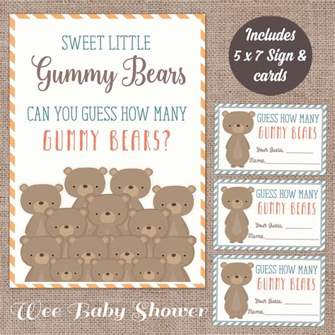 Woodland Baby Shower Gummy Bear Guessing Game