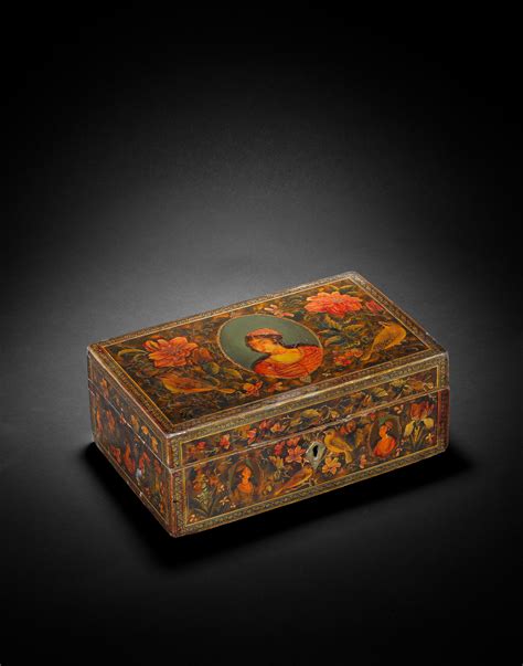 bonhams a qajar lacquered wood box persia 19th century