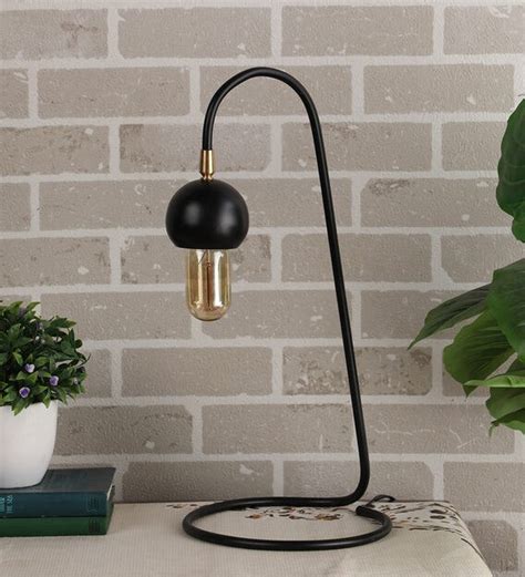 Buy Black Iron Shade Table Lamp With Black Base By Kingsmarque Online