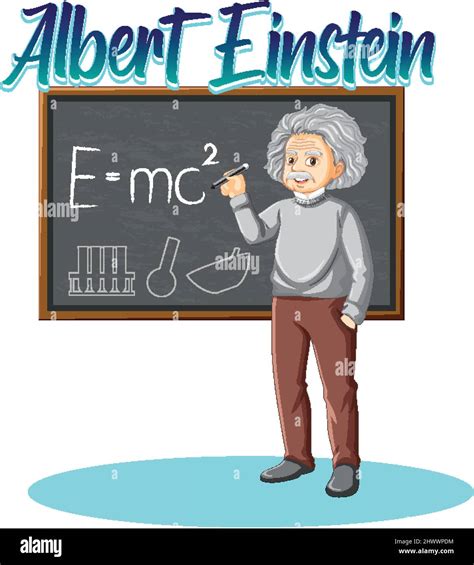 Portrait Of Albert Einstein In Cartoon Style Illustration Stock Vector