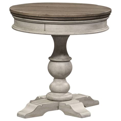 Liberty Furniture Heartland Transitional Round Pedestal Chairside Table
