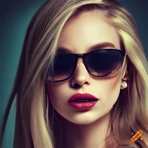 Beautiful Woman Long Blonde Hair With Black Sunglasses On Craiyon