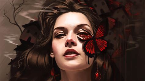 Magician Women Hat Butterfly Digital Art Artwork Painting