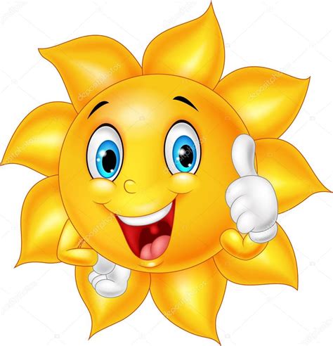 Cartoon Smiling Sun Giving Thumb Up — Stock Vector © Tigatelu 153557100