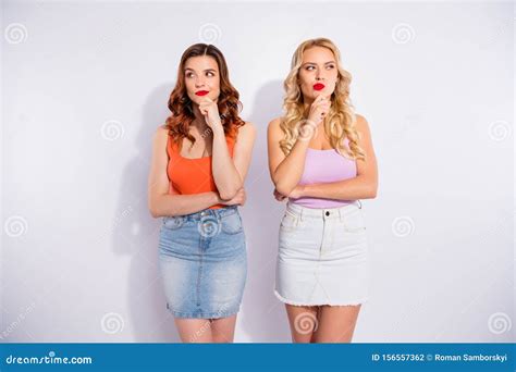 Portrait Of Two Nice Looking Glamorous Pretty Attractive Charming