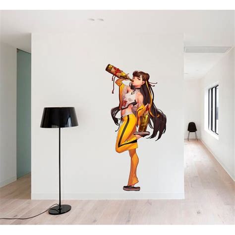 Anime Girl Drinking Wine Decal Anime Sticker Anime Wall Decor