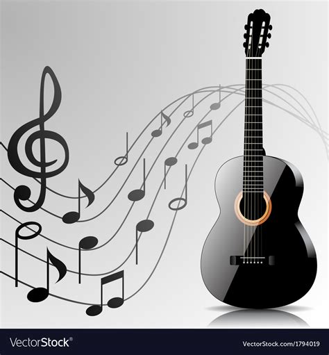 Abstract Music Background With Guitar And Notes Vector Image