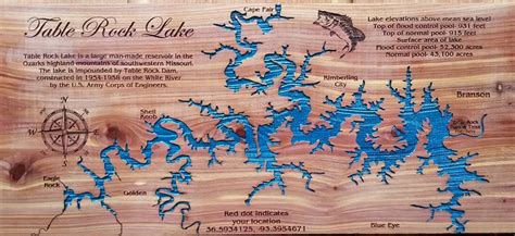 Table Rock Lake Map Laser Engraved And Hand Painted On Etsy