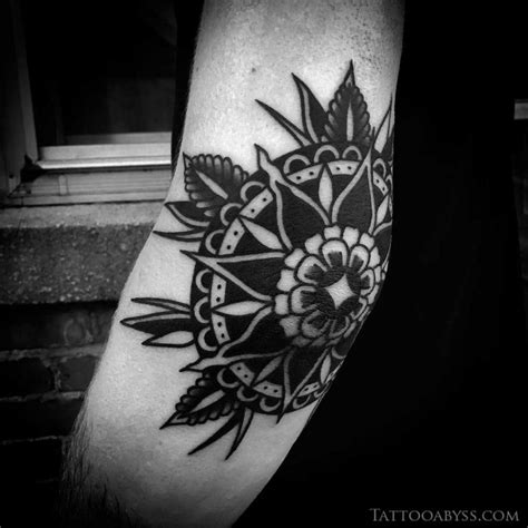 Traditional Elbow Mandala Tattoo Abyss Montreal