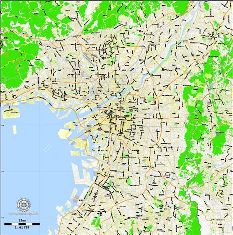 For more >> japan maps. Osaka Vector Map Japan printable exact City Plan 2,000 ...