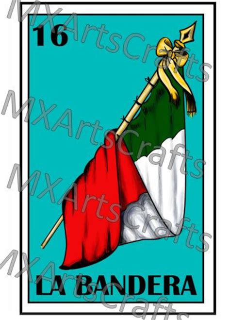 Mexican Loteria La Bandera Loteria Mexican Flag Loteria Etsy