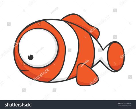 Cute Cartoon Clownfish Huge Eyes Stock Vector 103548206