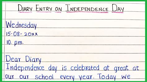 Diary Entry On Independence Day Essentialessaywriting Diary
