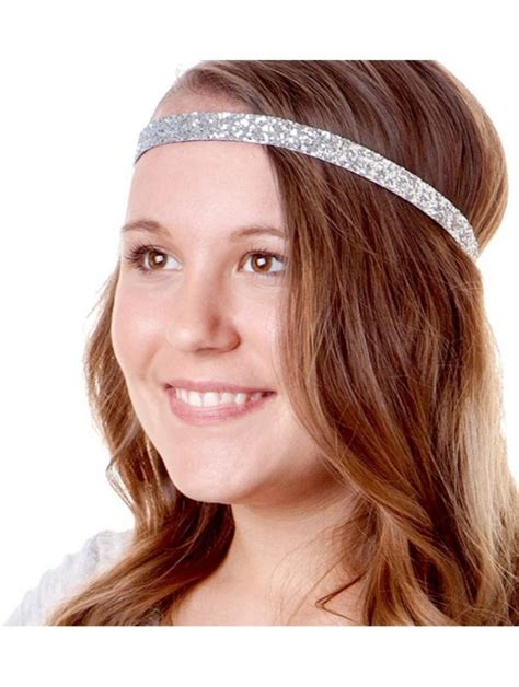 Girls Adjustable Non Slip Skinny Bling Glitter Headband Multi Pack