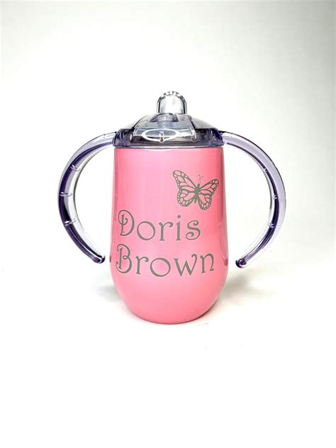 personalized adult sippy cup 10 oz stainless steel sippy cup custom name laser engraved etsy