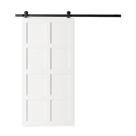 Pacific Entries 60 In X 80 In Bypass 5 Panel Solid Core Primed Pine Wood Sliding Barn Door