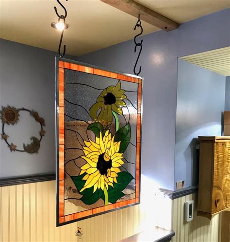 Beautiful Custom Sunflower Stained Glass Window Panel Making Stained