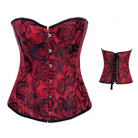 Rose Red Corsets And Bustiers Gothic Corset Waist Slimming Corset Body Shapers Corses Para Mujer