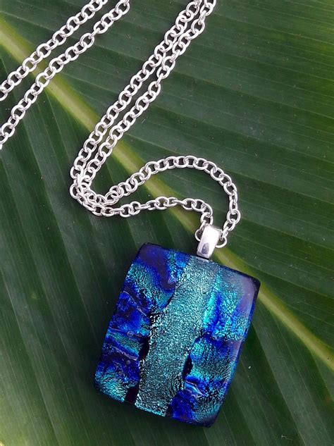 Buy Custom Fused Glass Pendant With Sterling Silver Bail And Chain Blue Hawaii Made To Order