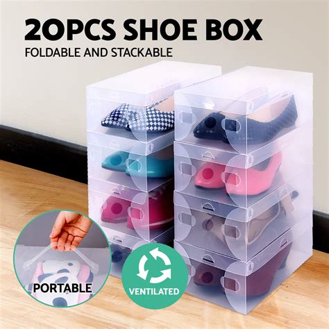 Set Of 20 Transparent Stackable Shoe Storage Boxes