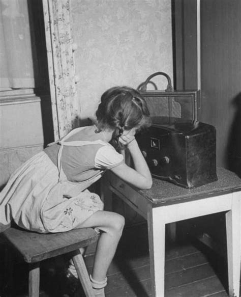 Little Girl Listening To Radio In The 1940s Old Time Radio Radio