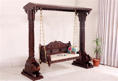 Buy Maharaja Wooden Swing Chair Walnut Finish Online In India At Best