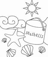 Coloring Beach Pages Sea Shells Ocean Printable Kids sketch template