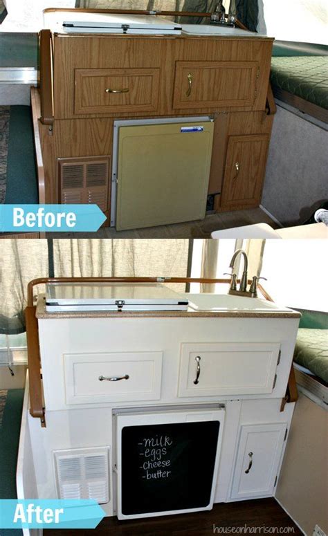 Changing hardware can make an old cabinet look new again. Pop Up Camper Remodel: Replacing the Countertops | Counter ...