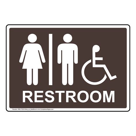 Restroom White On Brown Sign With Symbol Rre Whtondkbn Restrooms
