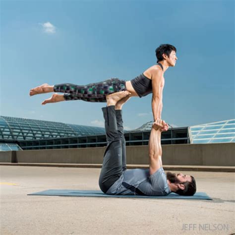 Couple Yoga Poses Balance Acropartner Yoga Pose Asana Image By