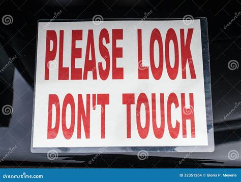 Please Look Don T Touch Sign Stock Photo Image Of Customers Bright