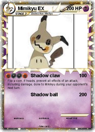 Mimikyu lives its life completely covered by its cloth and is always hidden. Pokémon Mimikyu 55 55 - Shadow claw - My Pokemon Card