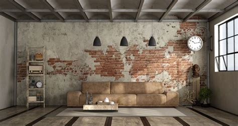 Living Room In Industrial Style Wall Mural Photography Themed Premium