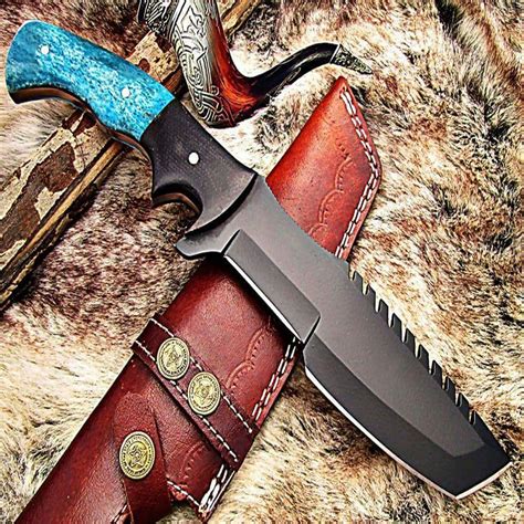 D2 Steel Black Coted Hand Made Custom Tracker Red Knives