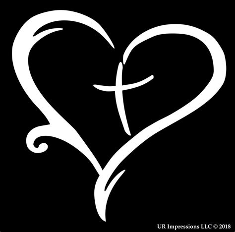 Heart Cross Christian Decal Ur Impressions Llc