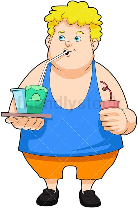 Fat Man Enjoying Soft Drinks Cartoon Vector Clipart Friendlystock