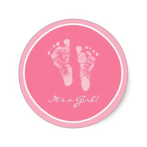 Cute Pink Baby Footprints Its A Girl Baby Shower Classic Round Sticker