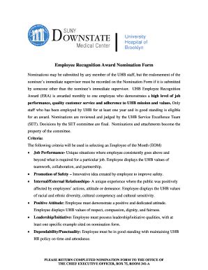 Various nominations said that you went out of your way to help other employees with their parts of the project. Nomination Form For Employee Recognition Award Hospital - Fill Online, Printable, Fillable ...