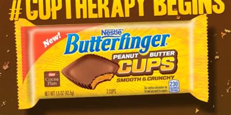 Adjective butterfingered prone to dropping things; Butterfinger Peanut Butter Cups Launch With Raunchy Ad