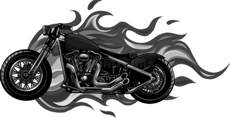 Red Motorcycle With Fiery Drawing Stock Vector Illustration Of Flame