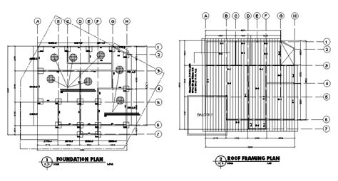 Rcc Foundation And Roof Framing Plan Working Cad Drawing Dwg File Cadbull