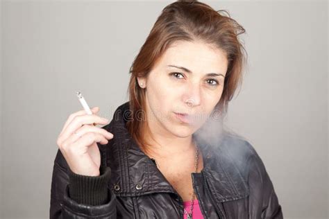 Pretty Girl Smoking A Cigarette Stock Photo Image Of Girl Biker