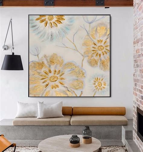 Large Gold Wall Art Decor Gold Wall Painting Big Gold Leaf Etsy