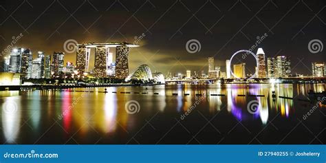 Singapore Skyline At Night Stock Image Image Of Night 27940255