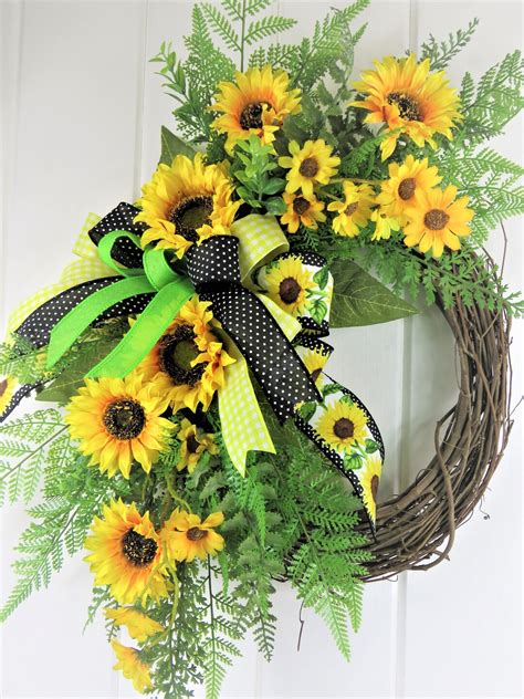Fall Sunflower Wreath For Front Door Autumn Wreath With Yellow